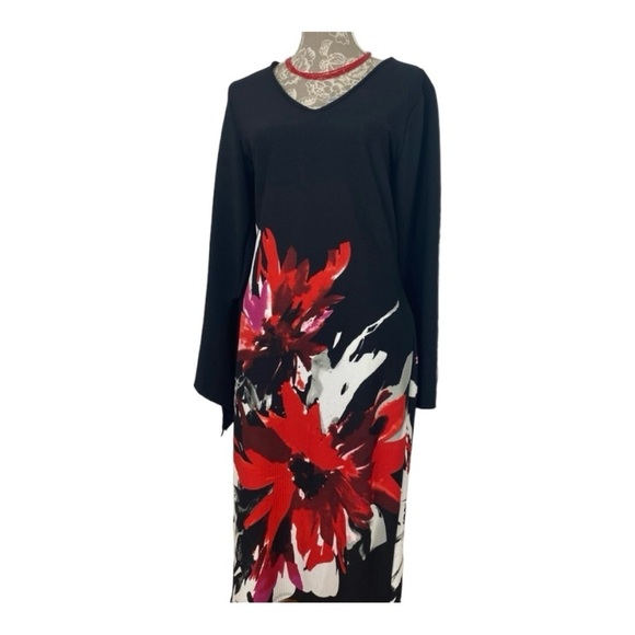 Ashley Stewart Dresses & Skirts - Floral Ashley Stewart Dress. Black/Red/White. Sz 12.